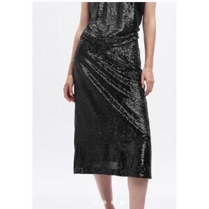 Gap Black Sequin Midi Skirt XL Holiday Party Evening Cocktail Glam NWT